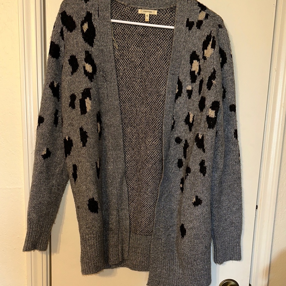 Maurices Gray Animal Print Women's Cardigan
